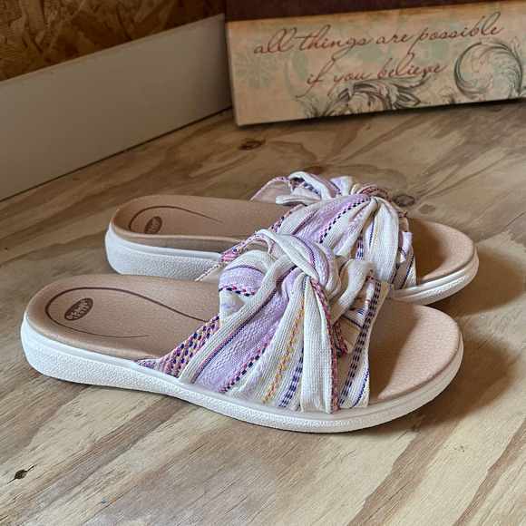 Dr Scholls Shoes - Dr Scholls Womens Slides 8M Willow Orchid Fabric Upper Foam Footbed Comfortable